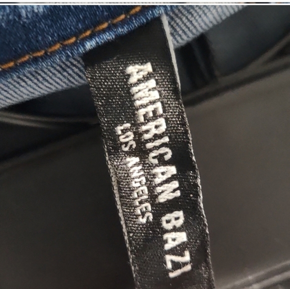 American Bazi cinched waist zip up medium wash denim jumpsuit size M - Picture 6 of 9